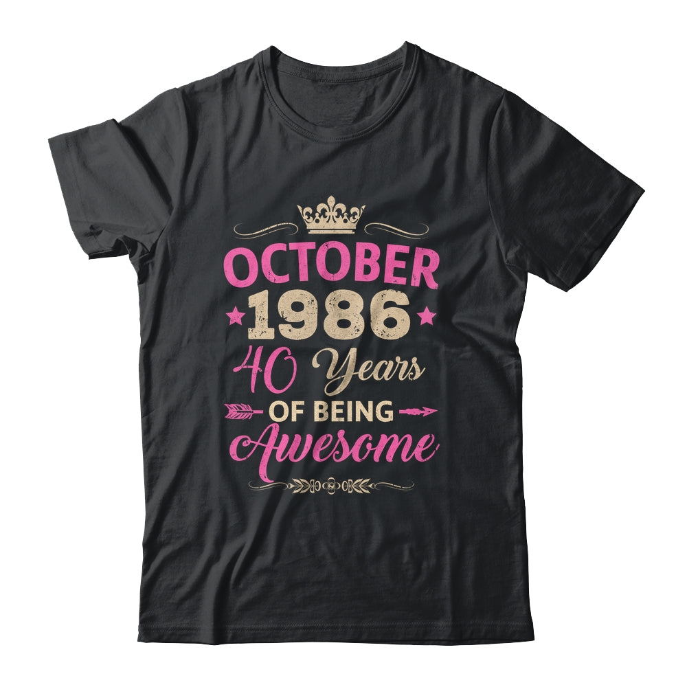 October 1986 40 Years Of Being Awesome Retro 40th Birthday Shirt & Tank Top | teecentury