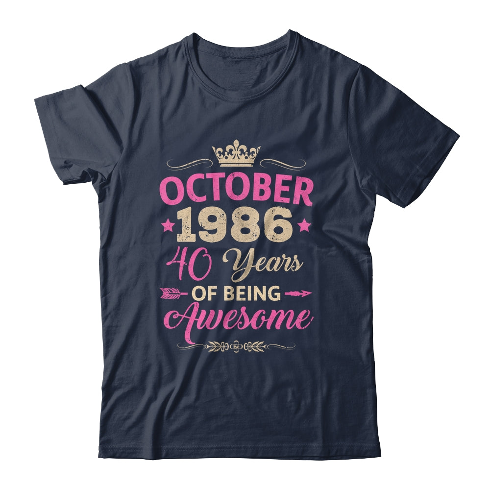 October 1986 40 Years Of Being Awesome Retro 40th Birthday Shirt & Tank Top | teecentury