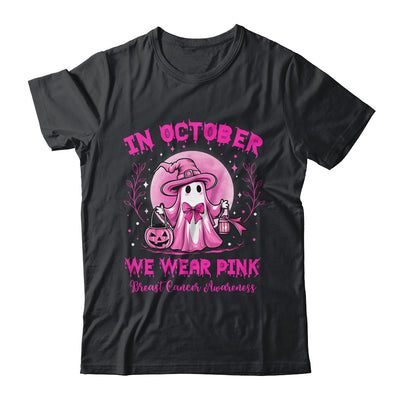October We Wear Pink Breast Cancer Awareness Halloween Ghost Shirt & Sweatshirt | teecentury