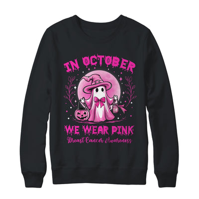 October We Wear Pink Breast Cancer Awareness Halloween Ghost Shirt & Sweatshirt | teecentury