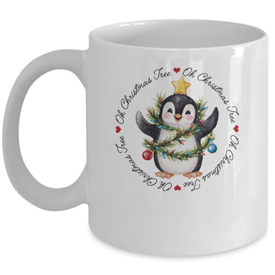 Oh Christmas Tree Xmas Lights Cute Penguin Women Girls Mug | teecentury
