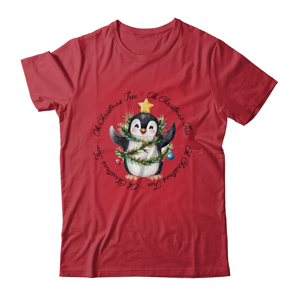Oh Christmas Tree Xmas Lights Cute Penguin Women Girls Shirt & Sweatshirt | teecentury