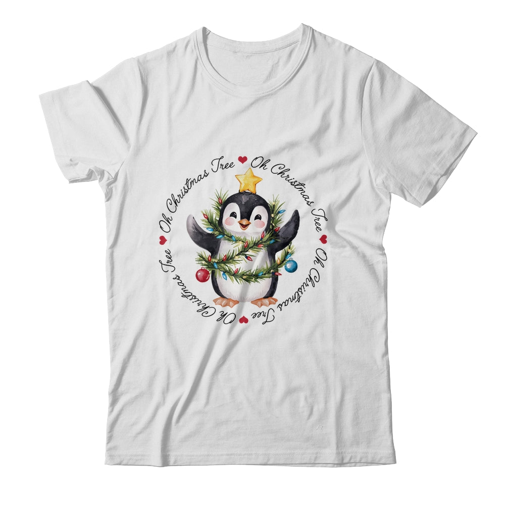 Oh Christmas Tree Xmas Lights Cute Penguin Women Girls Shirt & Sweatshirt | teecentury