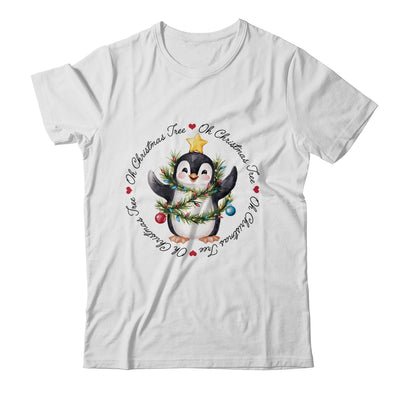 Oh Christmas Tree Xmas Lights Cute Penguin Women Girls Shirt & Sweatshirt | teecentury
