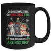 Oh Christmas Tree Your Ornaments Are History Cats Tree Snow Mug | teecentury