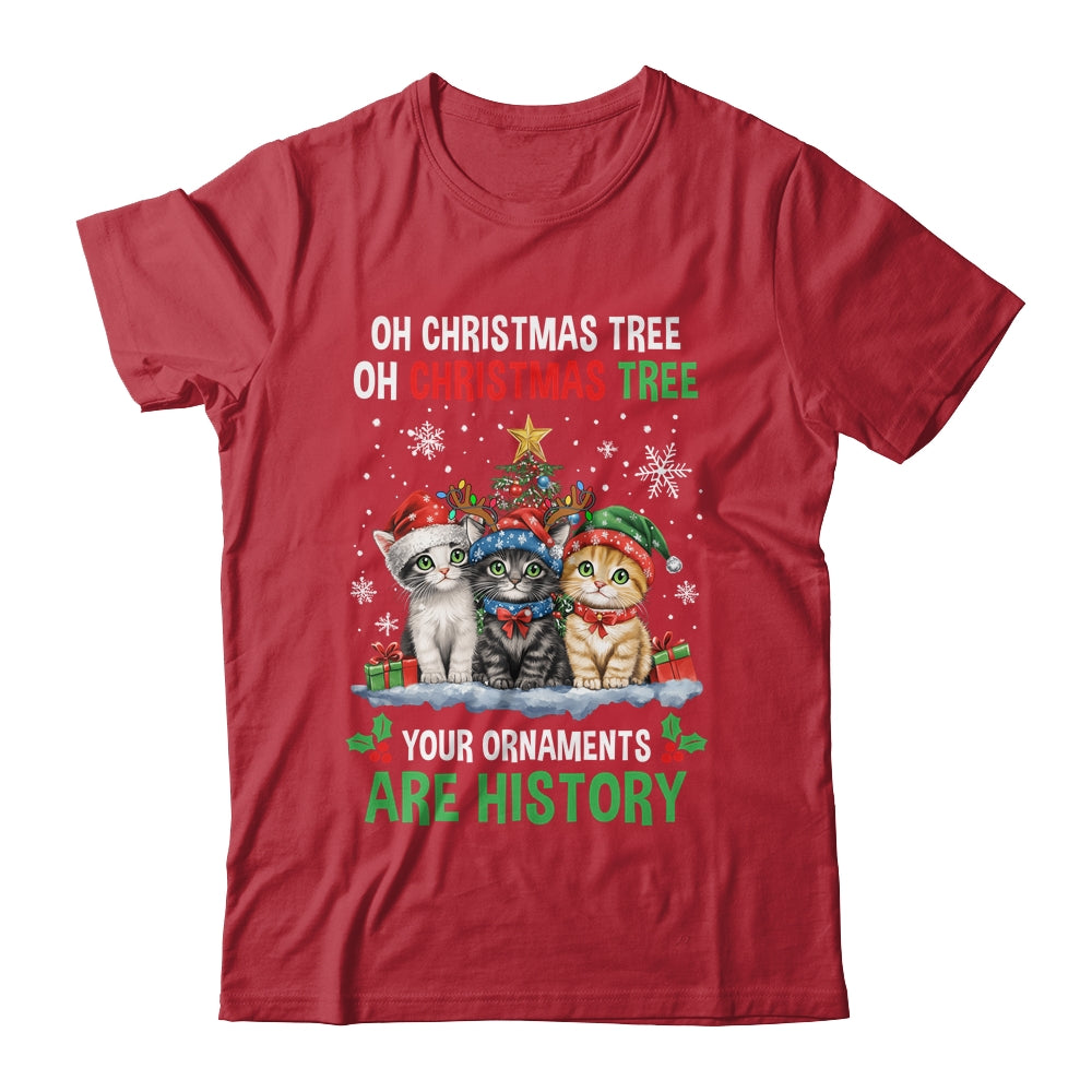Oh Christmas Tree Your Ornaments Are History Cats Tree Snow Shirt & Sweatshirt | teecentury