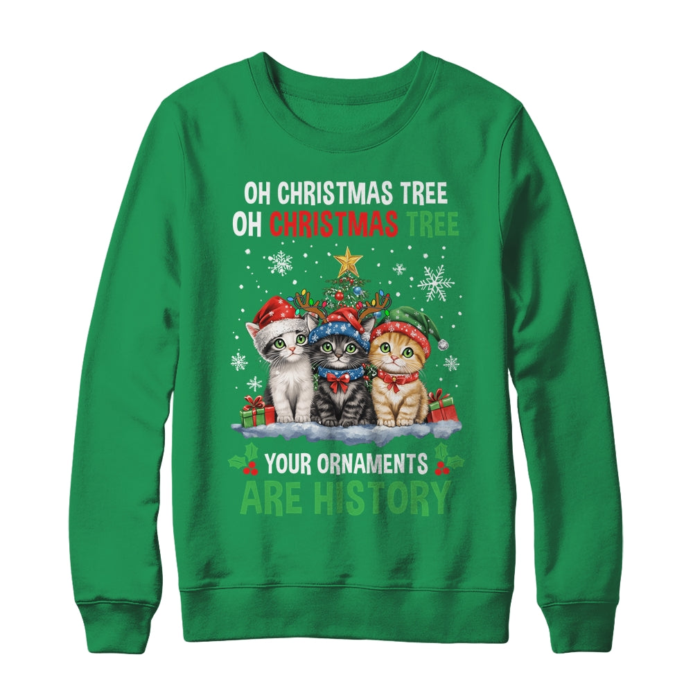 Oh Christmas Tree Your Ornaments Are History Cats Tree Snow Shirt & Sweatshirt | teecentury