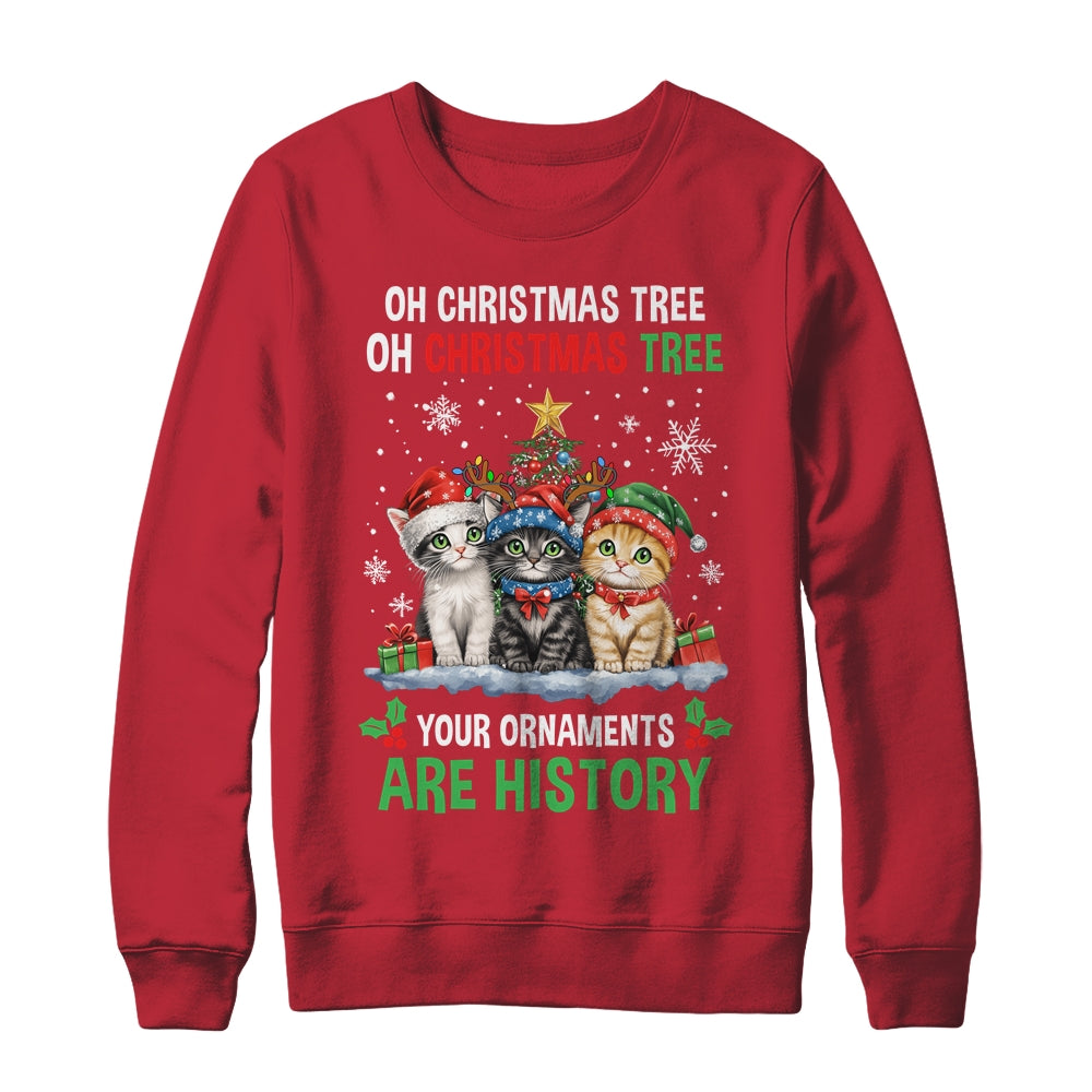 Oh Christmas Tree Your Ornaments Are History Cats Tree Snow Shirt & Sweatshirt | teecentury