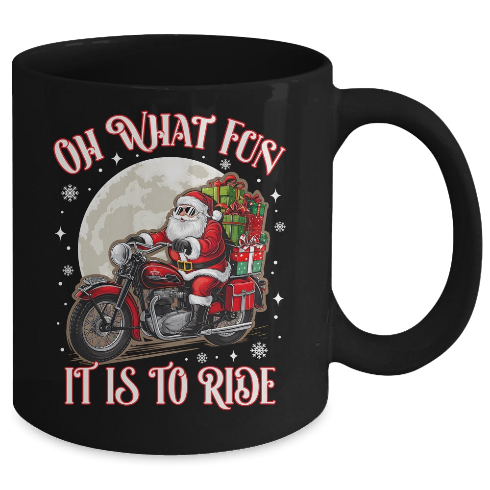 Oh What Fun It Is To Ride Motorcycle Biker Santa Xmas Mug | teecentury