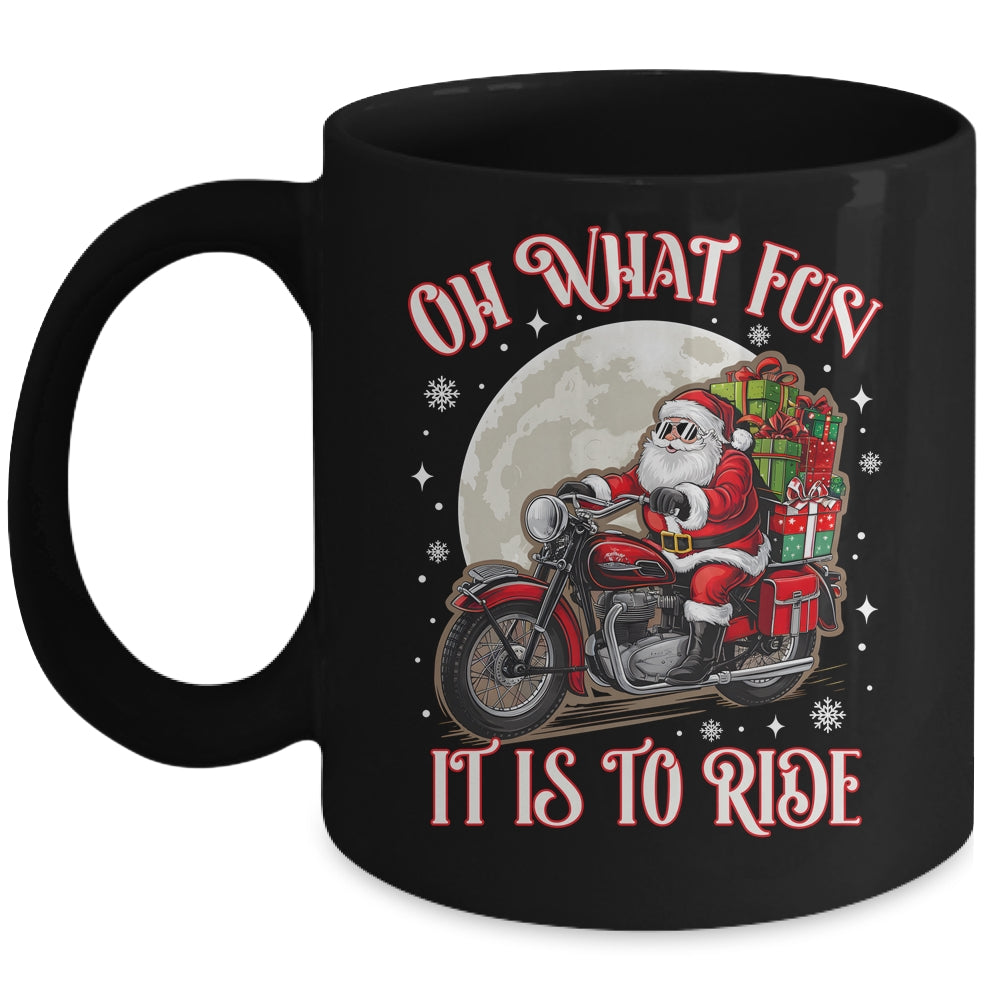 Oh What Fun It Is To Ride Motorcycle Biker Santa Xmas Mug | teecentury