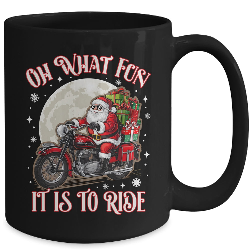 Oh What Fun It Is To Ride Motorcycle Biker Santa Xmas Mug | teecentury