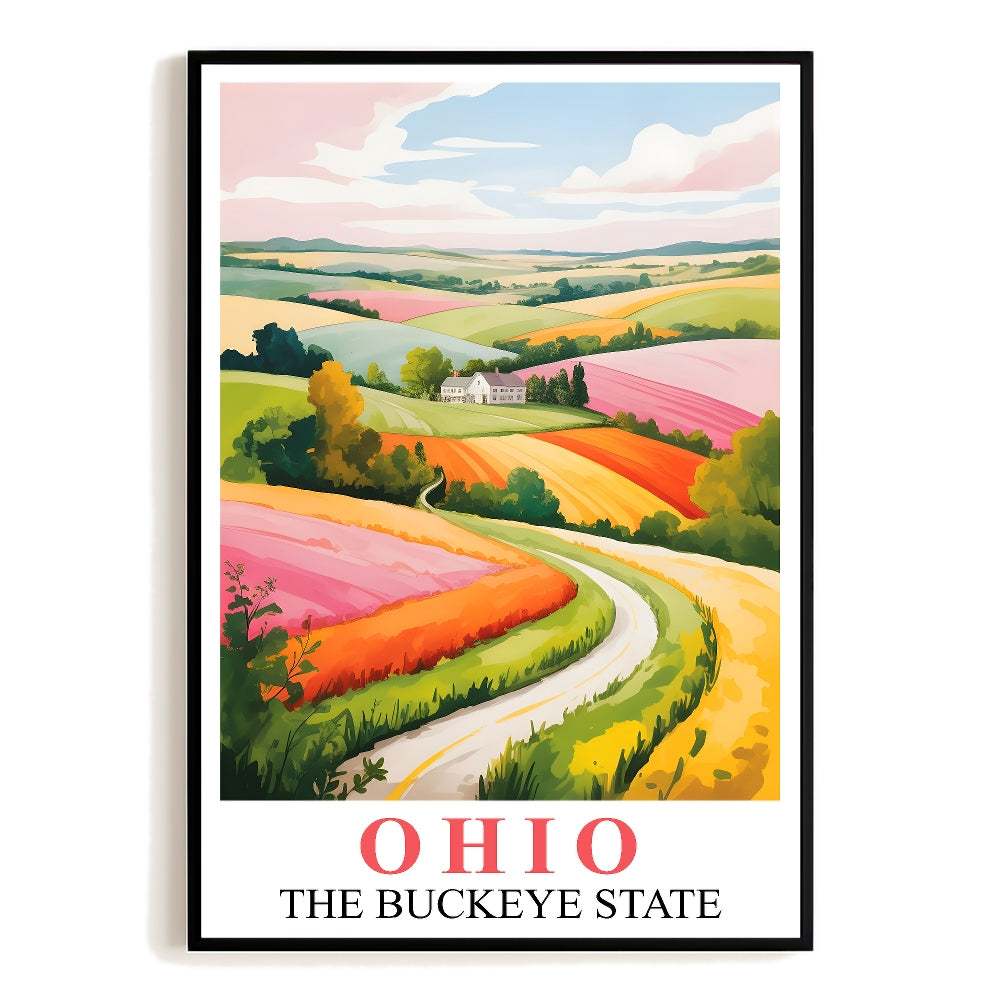 Ohio Travel Print Poster Nature Green Buckeye State Souvenir Wall Art Landscape Painting Picture For Home Room Living Room Office Bedroom Decor Unframed | teecentury