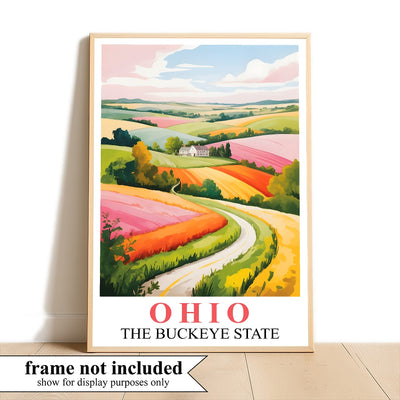 Ohio Travel Print Poster Nature Green Buckeye State Souvenir Wall Art Landscape Painting Picture For Home Room Living Room Office Bedroom Decor Unframed | teecentury