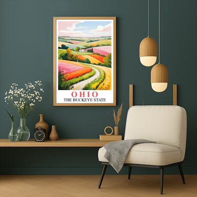 Ohio Travel Print Poster Nature Green Buckeye State Souvenir Wall Art Landscape Painting Picture For Home Room Living Room Office Bedroom Decor Unframed | teecentury