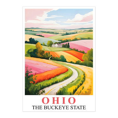 Ohio Travel Print Poster Nature Green Buckeye State Souvenir Wall Art Landscape Painting Picture For Home Room Living Room Office Bedroom Decor Unframed | teecentury