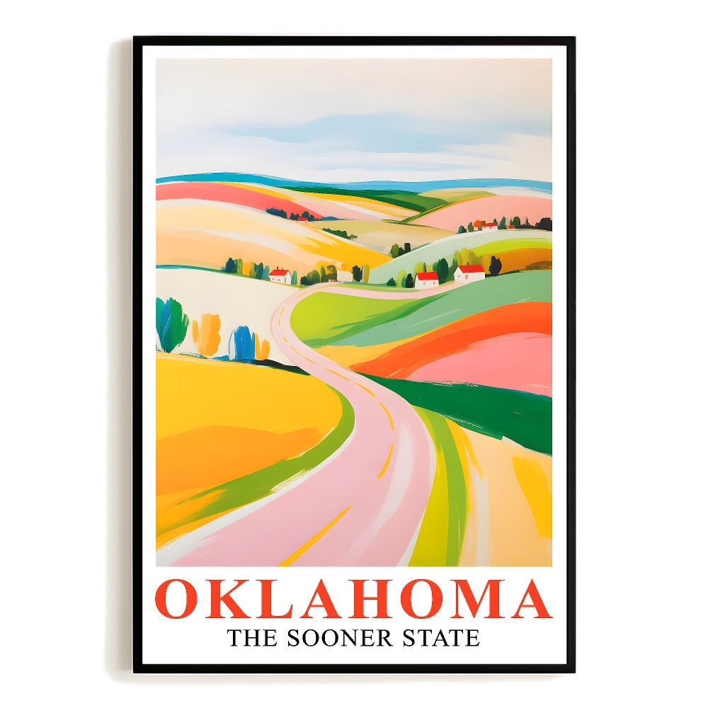 Oklahoma Print Travel Poster Colorful Scenery Sooner State Souvenir Wall Art Landscape Painting Picture Ideal Gift For Home Living Room Office Bedroom Decor Unframed | teecentury