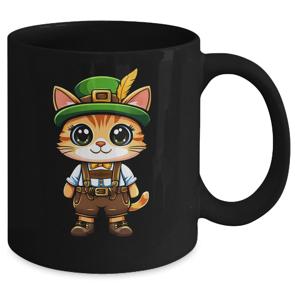 Oktoberfest Cat Funny German Bavarian Lederhosen Cat Lover Mug | teecentury