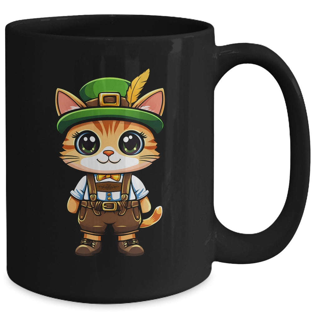 Oktoberfest Cat Funny German Bavarian Lederhosen Cat Lover Mug | teecentury