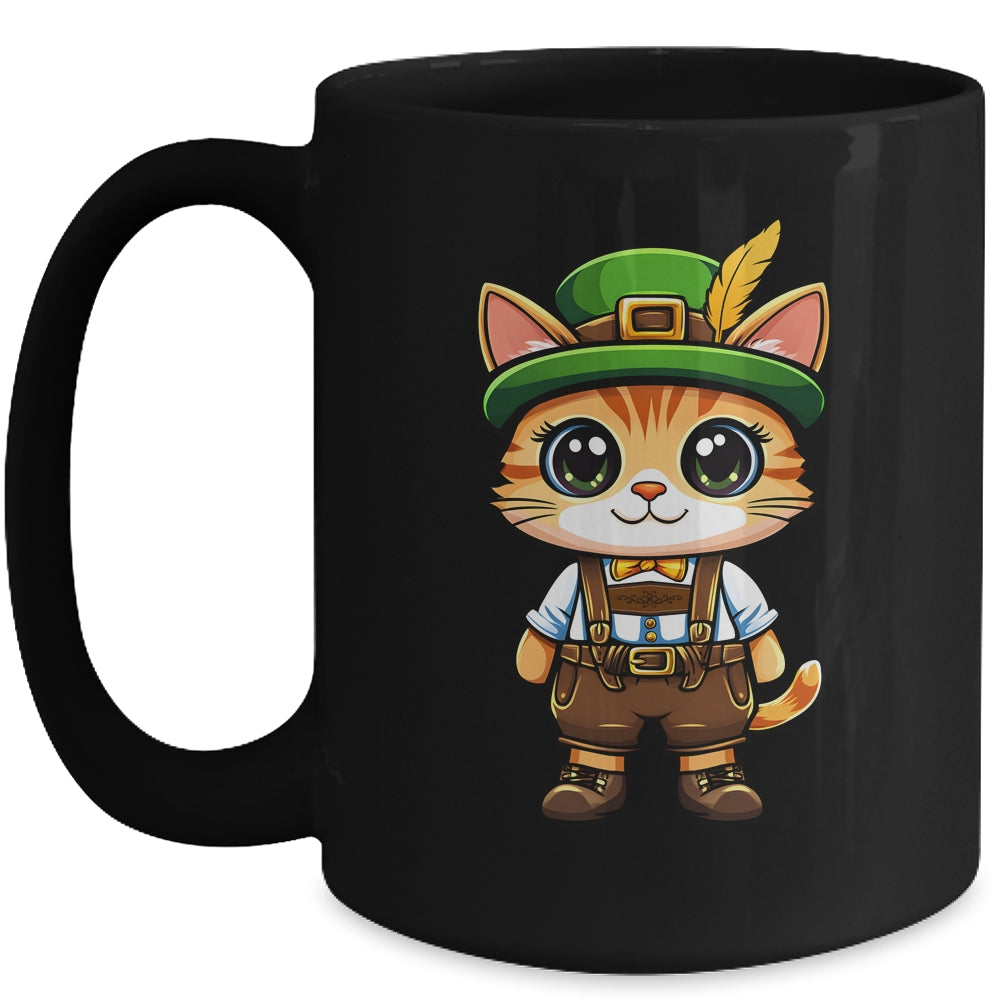 Oktoberfest Cat Funny German Bavarian Lederhosen Cat Lover Mug | teecentury
