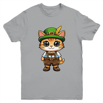 Oktoberfest Cat Funny German Bavarian Lederhosen Cat Lover Youth Shirt | teecentury