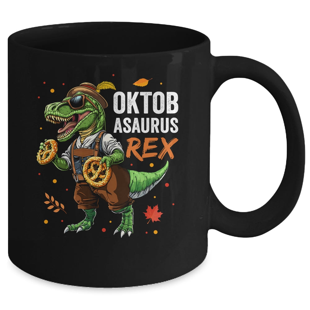 Oktoberfest Dinosaur T-Rex Lederhosen Bavarian Costume Kids Mug | teecentury