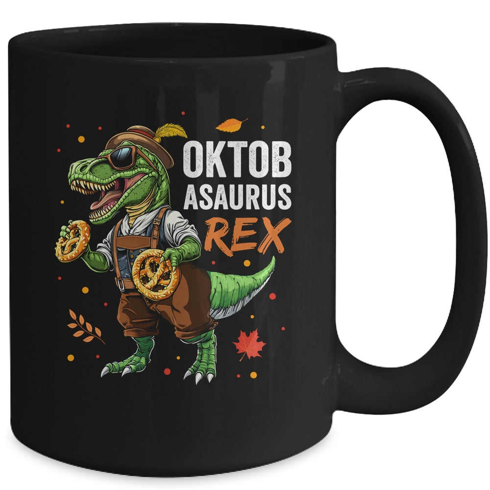 Oktoberfest Dinosaur T-Rex Lederhosen Bavarian Costume Kids Mug | teecentury