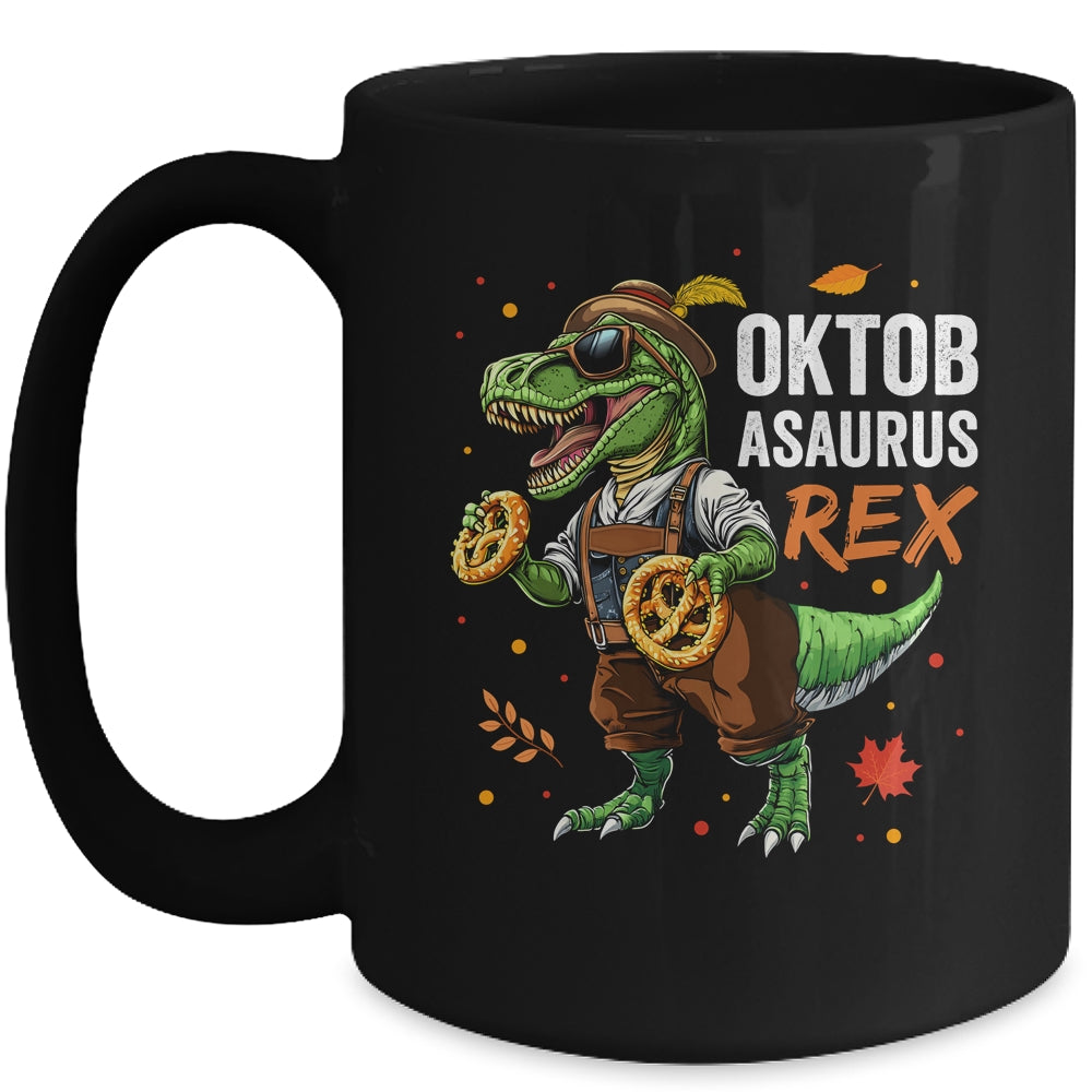 Oktoberfest Dinosaur T-Rex Lederhosen Bavarian Costume Kids Mug | teecentury