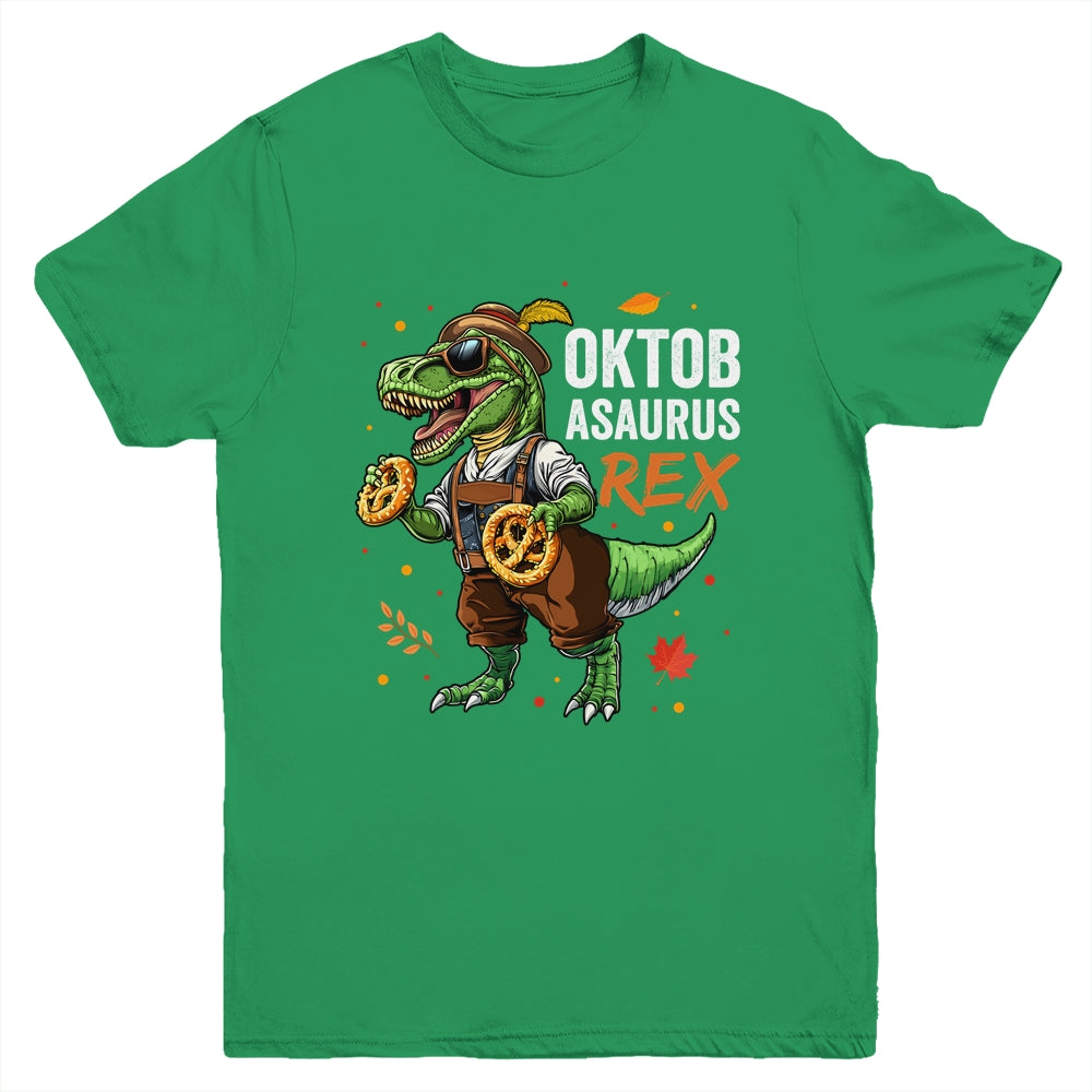 Oktoberfest Dinosaur T-Rex Lederhosen Bavarian Costume Kids Youth Shirt | teecentury