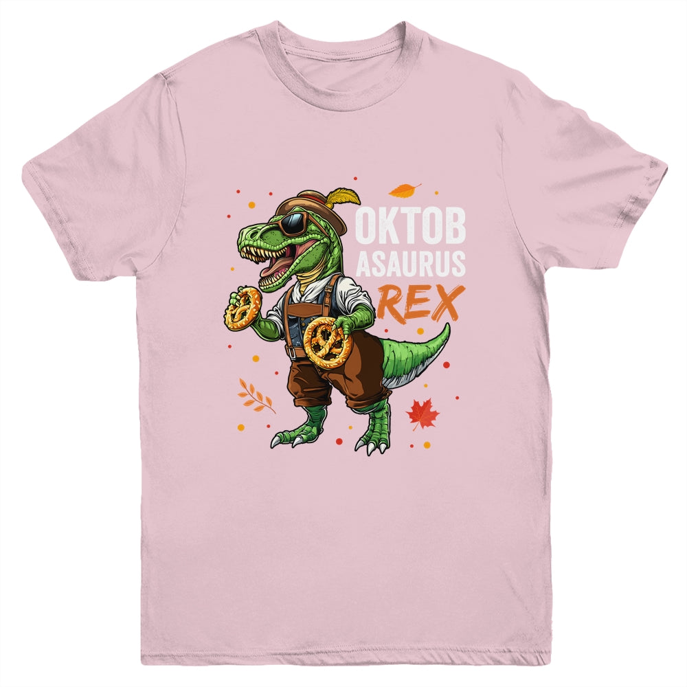 Oktoberfest Dinosaur T-Rex Lederhosen Bavarian Costume Kids Youth Shirt | teecentury