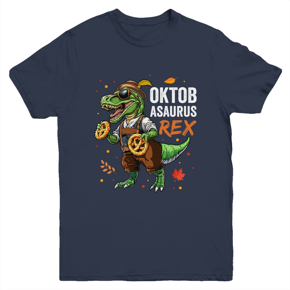Oktoberfest Dinosaur T-Rex Lederhosen Bavarian Costume Kids Youth Shirt | teecentury