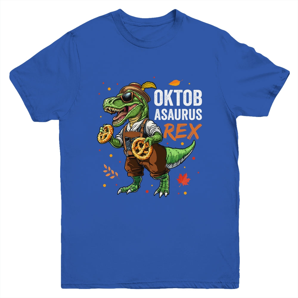 Oktoberfest Dinosaur T-Rex Lederhosen Bavarian Costume Kids Youth Shirt | teecentury