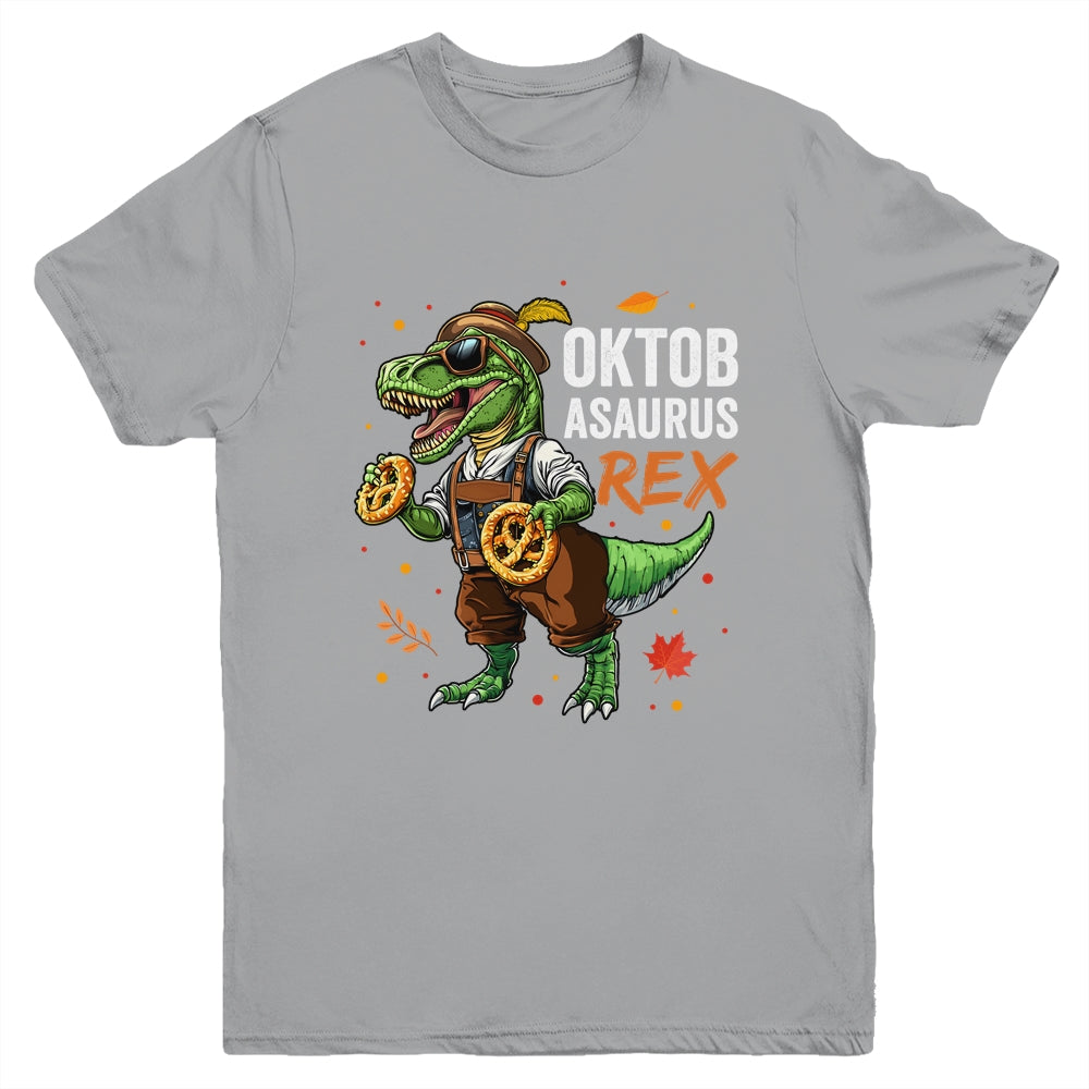Oktoberfest Dinosaur T-Rex Lederhosen Bavarian Costume Kids Youth Shirt | teecentury