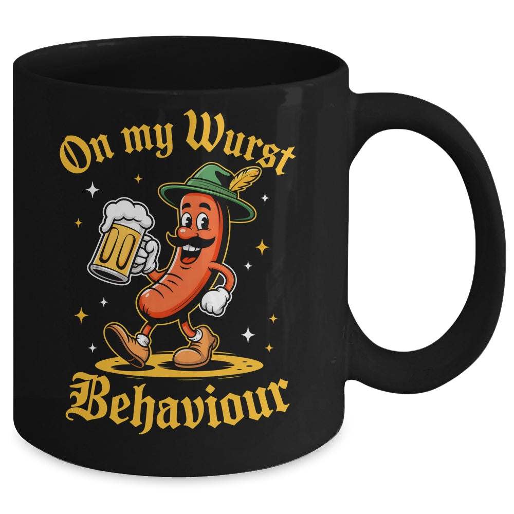 Oktoberfest Hot Dog On My Wurst Behavior Sausage Drinking Mug | teecentury