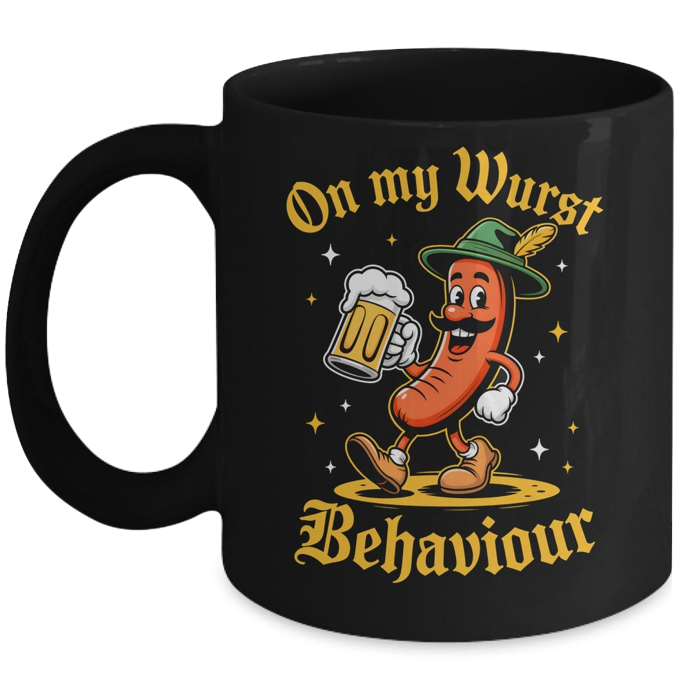 Oktoberfest Hot Dog On My Wurst Behavior Sausage Drinking Mug | teecentury