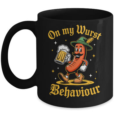 Oktoberfest Hot Dog On My Wurst Behavior Sausage Drinking Mug | teecentury
