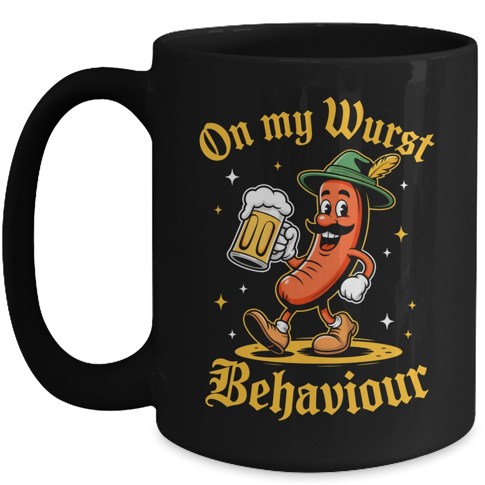 Oktoberfest Hot Dog On My Wurst Behavior Sausage Drinking Mug | teecentury