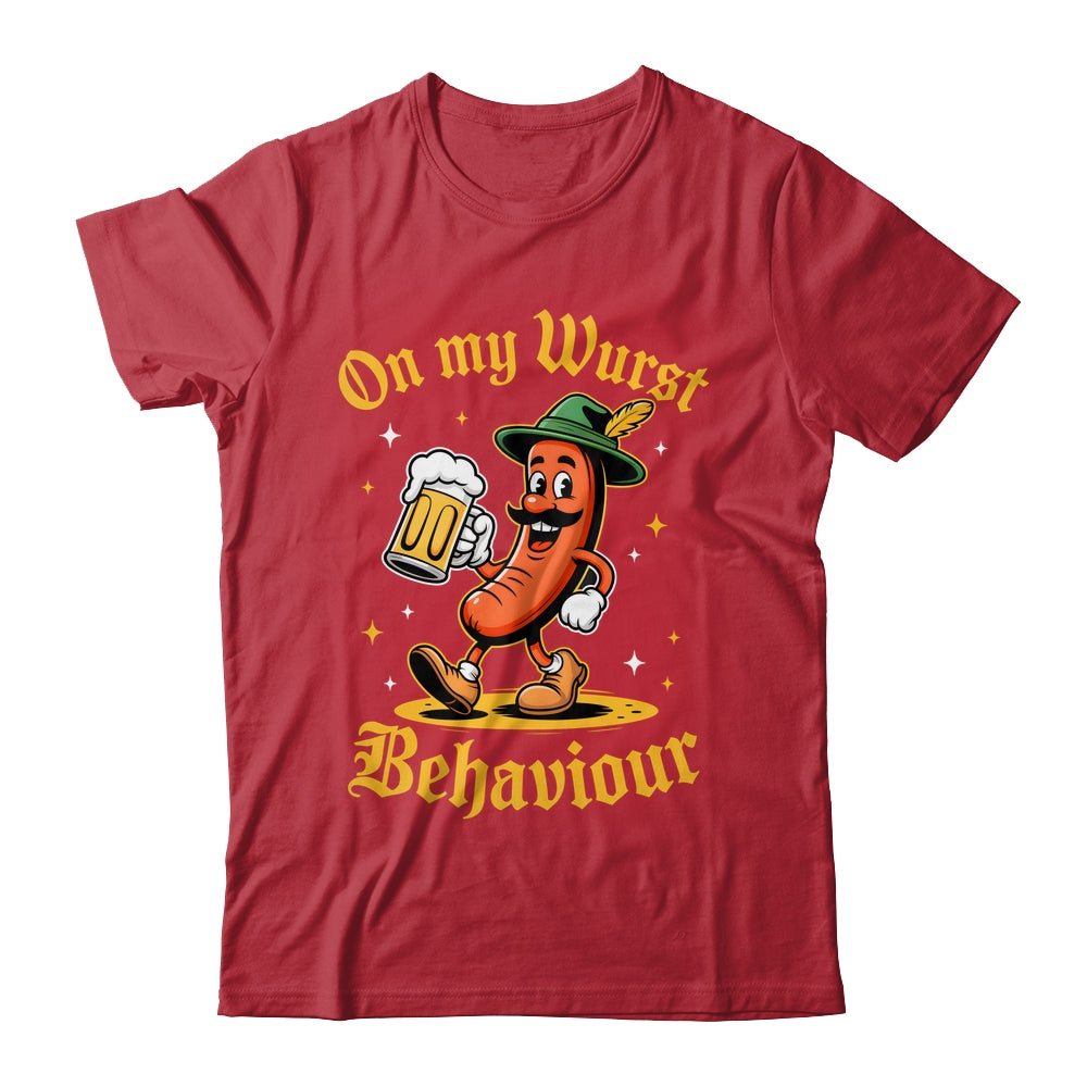 Oktoberfest Hot Dog On My Wurst Behavior Sausage Drinking Shirt & Hoodie | teecentury