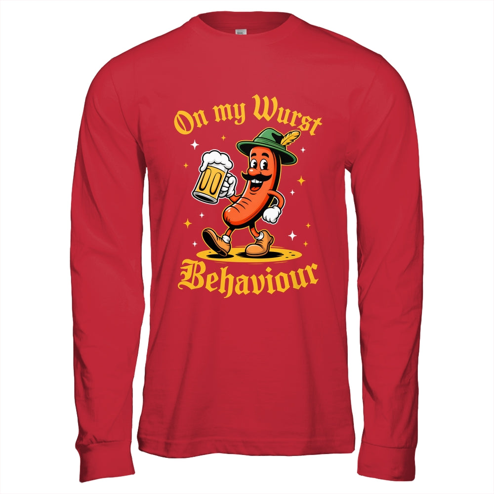 Oktoberfest Hot Dog On My Wurst Behavior Sausage Drinking Shirt & Hoodie | teecentury