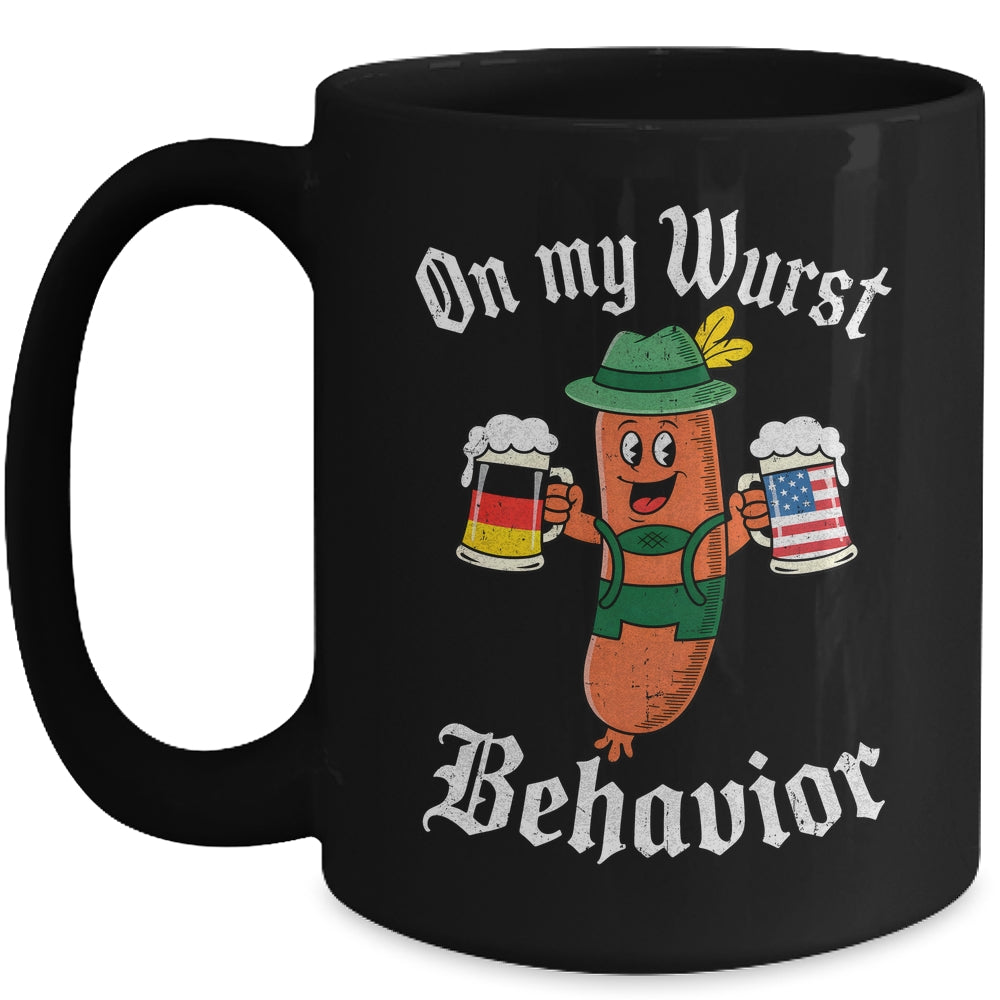 Oktoberfest On My Wurst Behavior Funny German Sausage Men Mug | teecentury