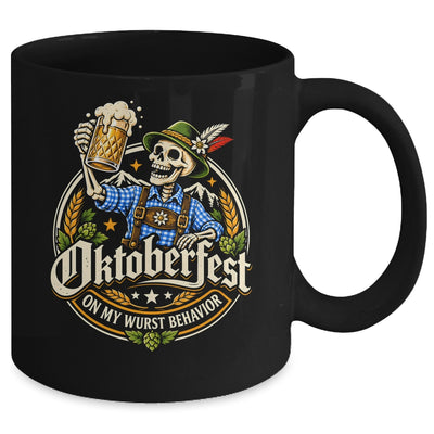 On My Wurst Behavior Oktoberfest Skeleton Beer Festival Mug | teecentury