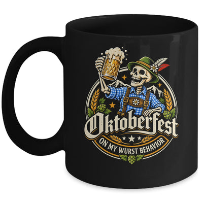 On My Wurst Behavior Oktoberfest Skeleton Beer Festival Mug | teecentury