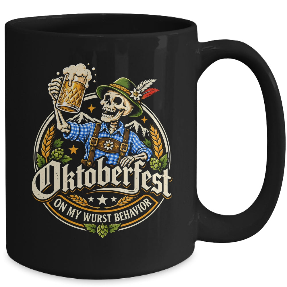 On My Wurst Behavior Oktoberfest Skeleton Beer Festival Mug | teecentury
