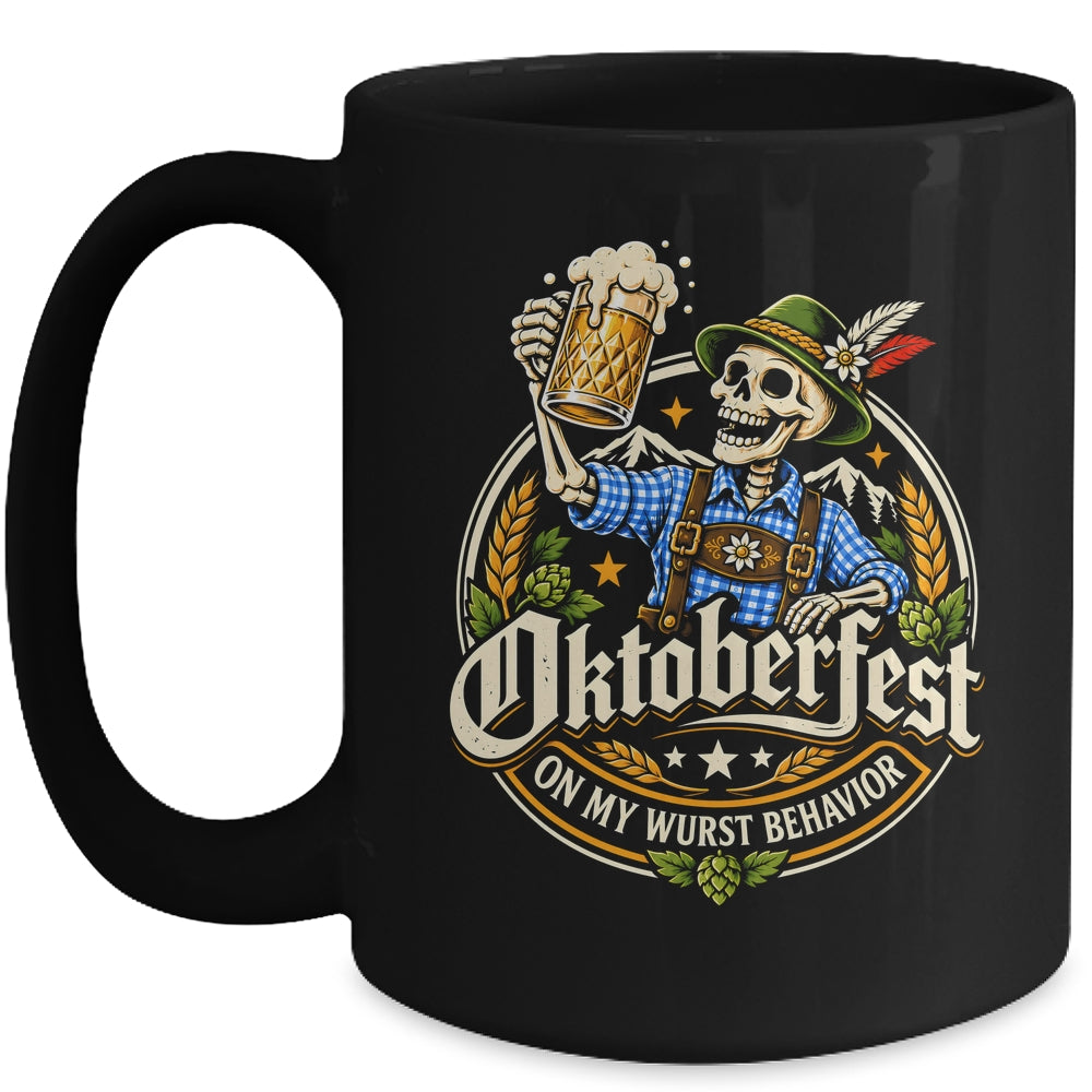 On My Wurst Behavior Oktoberfest Skeleton Beer Festival Mug | teecentury