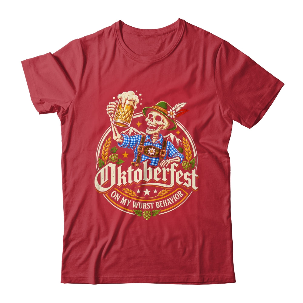 On My Wurst Behavior Oktoberfest Skeleton Beer Festival Shirt & Hoodie | teecentury
