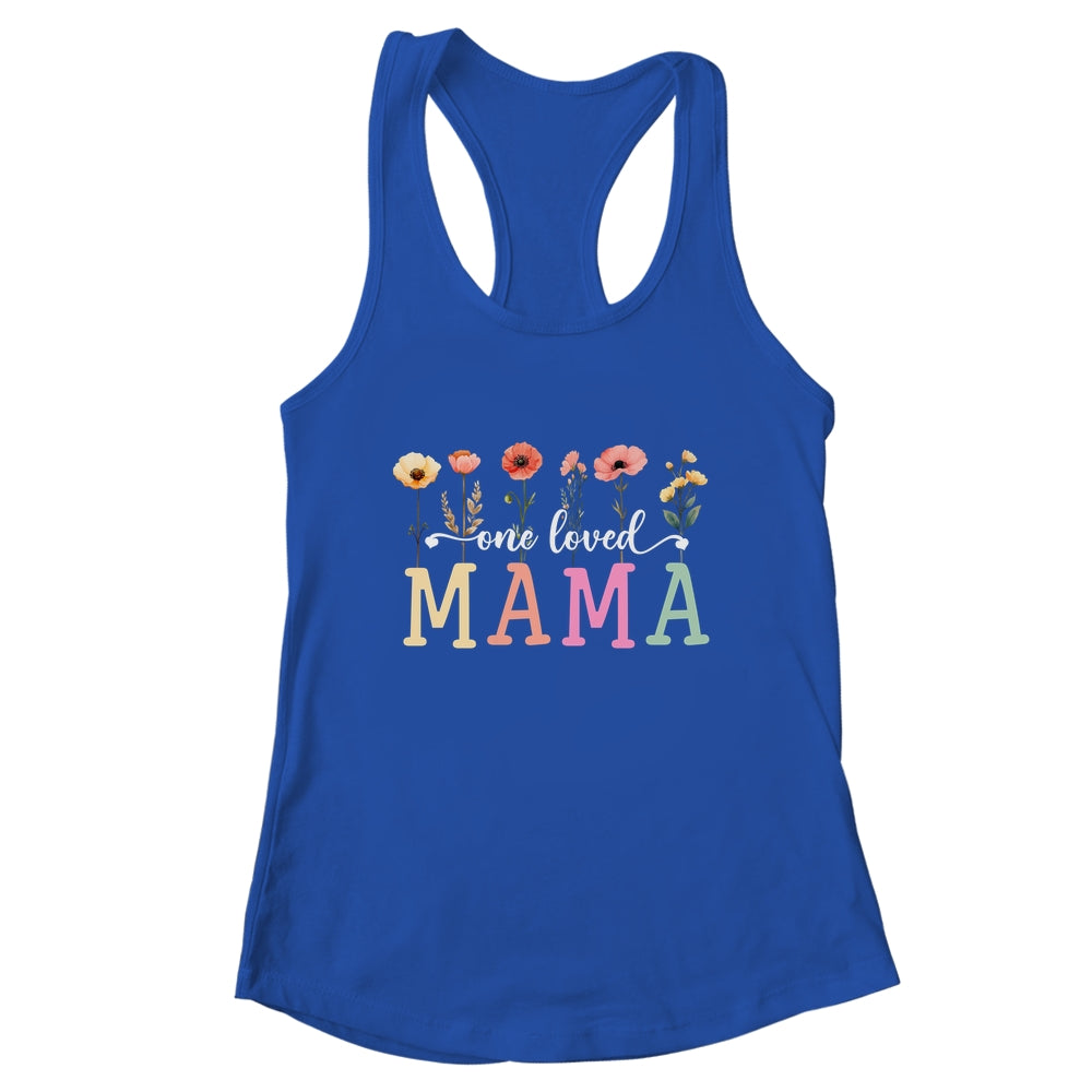 One Loved Mama Mom Groovy Flower Funny Mama Mother's Day Shirt & Tank Top | teecentury