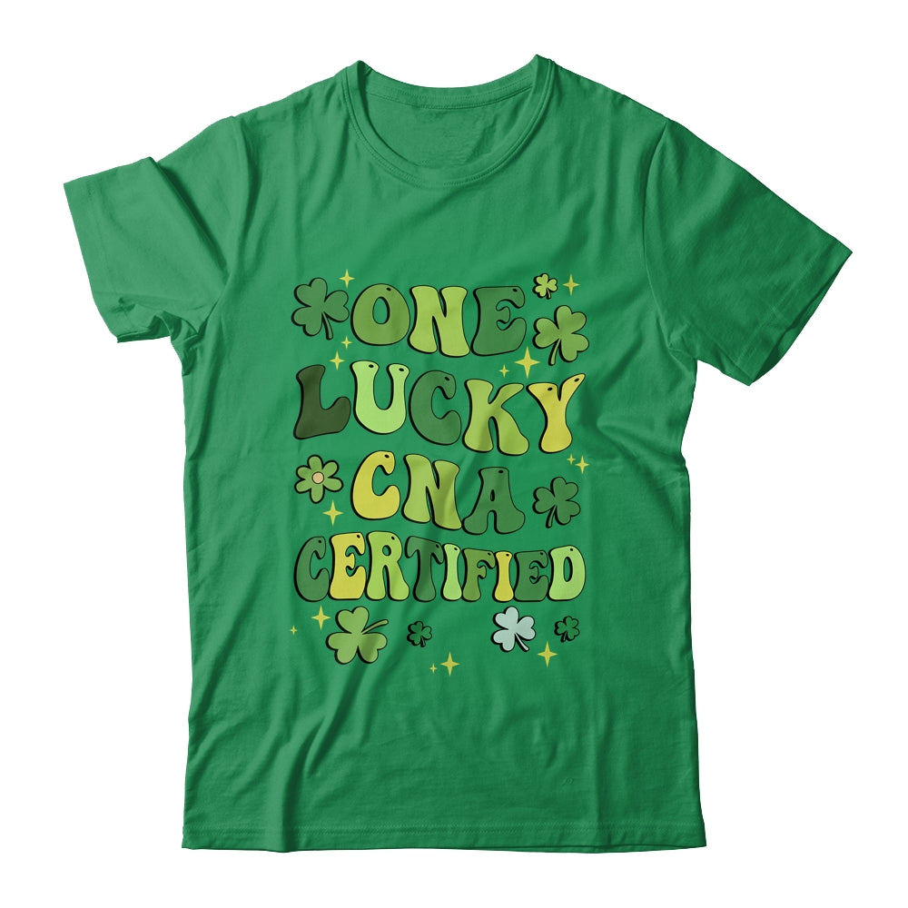 One Lucky CNA Certified Nursing St Patricks Day Groovy Retro Shirt & Hoodie | teecentury