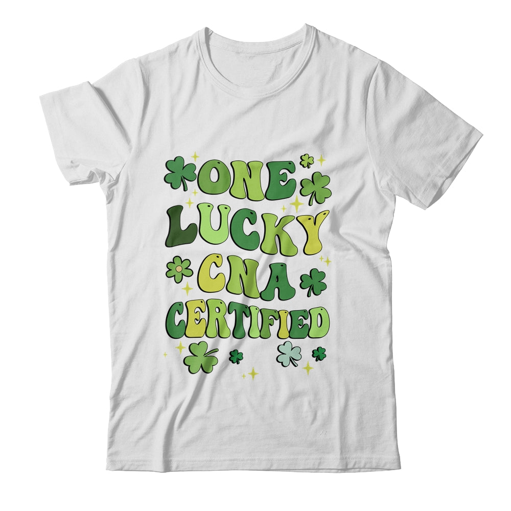 One Lucky CNA Certified Nursing St Patricks Day Groovy Retro Shirt & Hoodie | teecentury