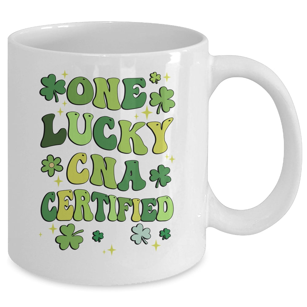 One Lucky CNA Certified Nursing St Patricks Day Groovy Retro Mug | teecentury