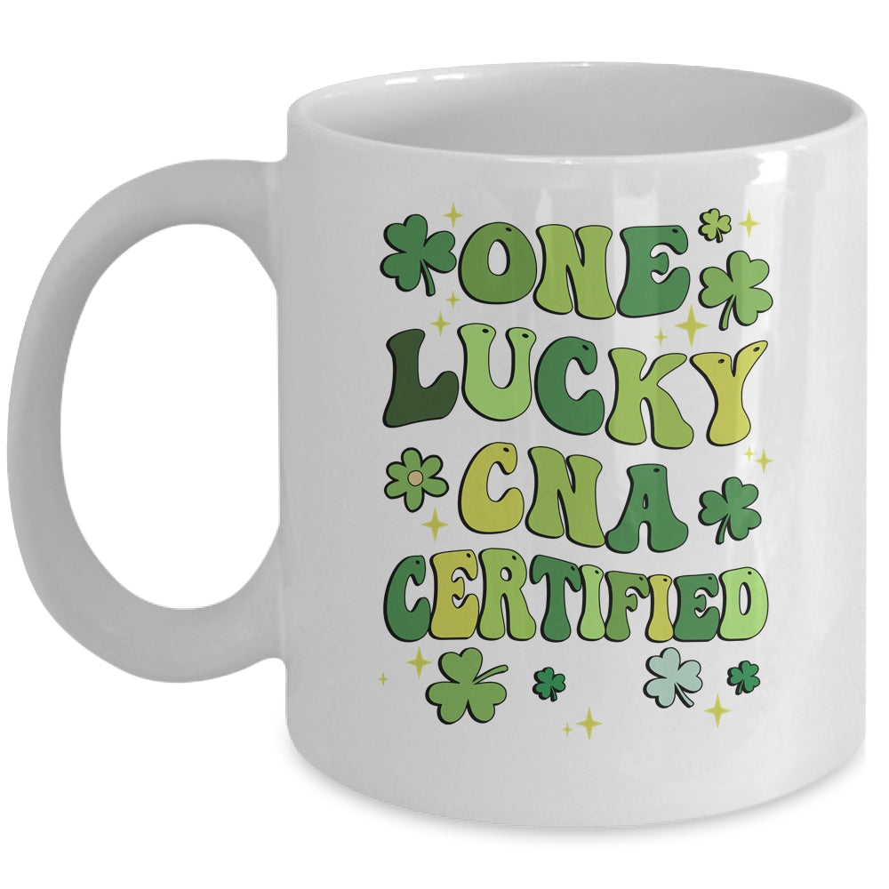 One Lucky CNA Certified Nursing St Patricks Day Groovy Retro Mug | teecentury
