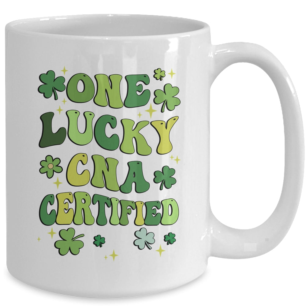 One Lucky CNA Certified Nursing St Patricks Day Groovy Retro Mug | teecentury